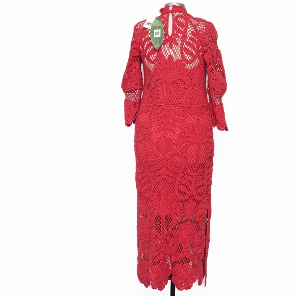 Farm Rio. Long Sleeve Lace Knit Midi Dress. - Picture 3 of 12